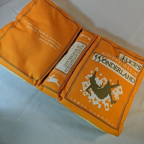 Think Geek Olde Book Pillow Alice’s Adventures in Wonderland Orange Plush - Picture 11 of 12